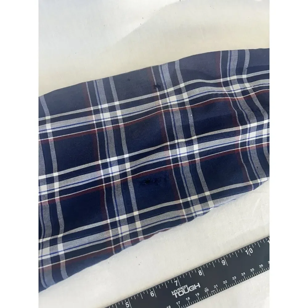 Thrashed Ely Cattleman western Pearl snap long sl blue/white/red shirt Sz L Tall